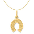 14K Yellow Gold Horseshoe Pendant Charm with 10K Yellow Gold Rope Chain Necklace 20'' P105