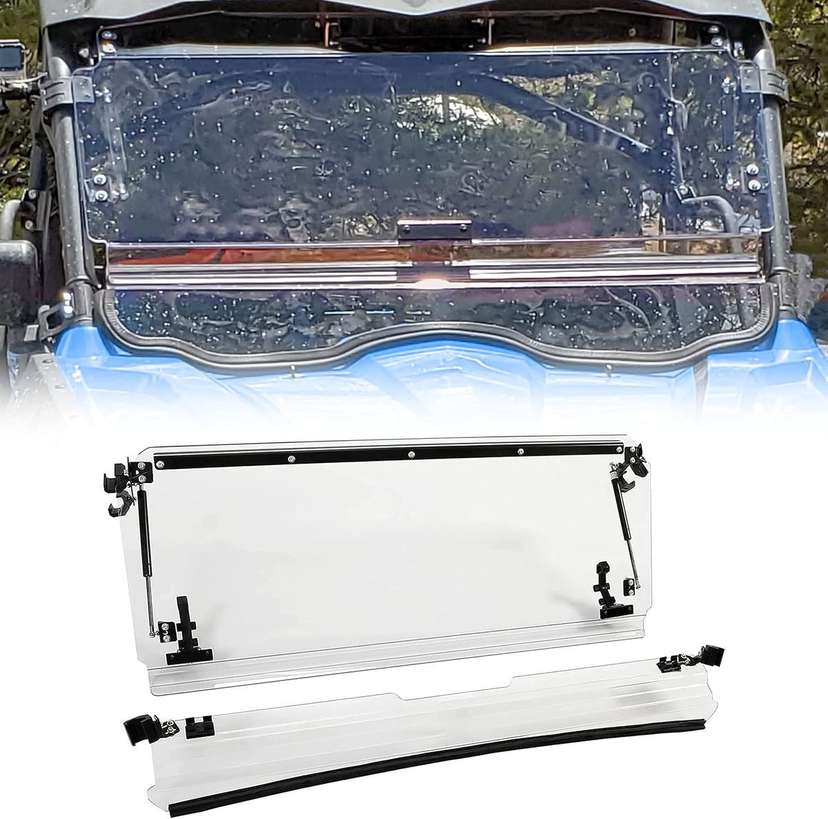 3-IN-1 Front Windscreen Folding Down Flip Clear Vented X232051