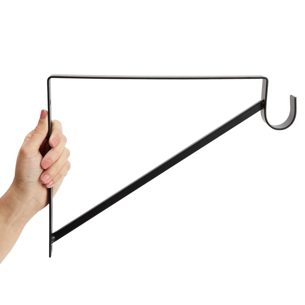 4 Pack Metal Closet Hanging Shelf Rod Bracket Holder and Support, Heavy Duty Bar for Shelving (Black, 12.5 x 1 x 9.5 in) Y8653