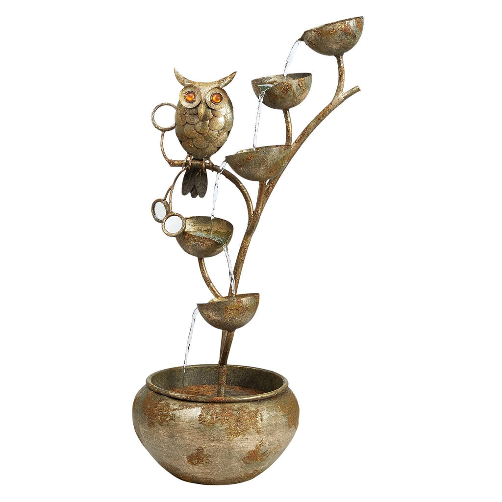 Metal Sculptural Owl Fountain C807