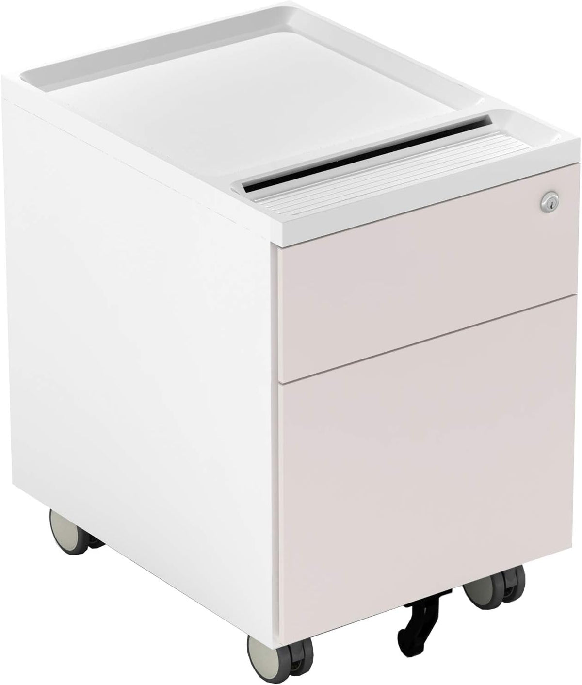 2 Drawer Metal Vertical File Cabinet with Lock and Casters I18869