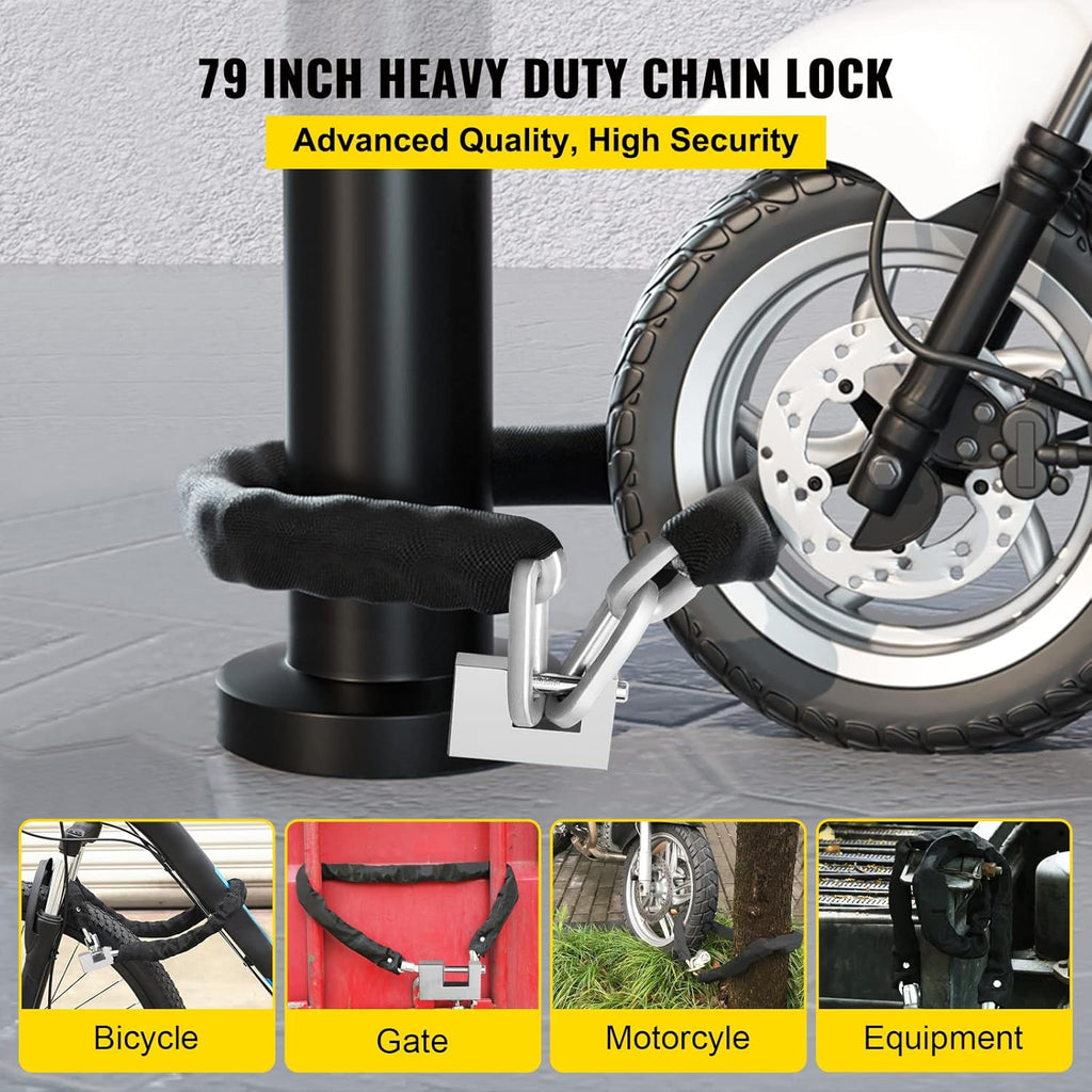 Heavy Duty Case-Hardened Security Chain and Lock Kit with 3 Keys Z681