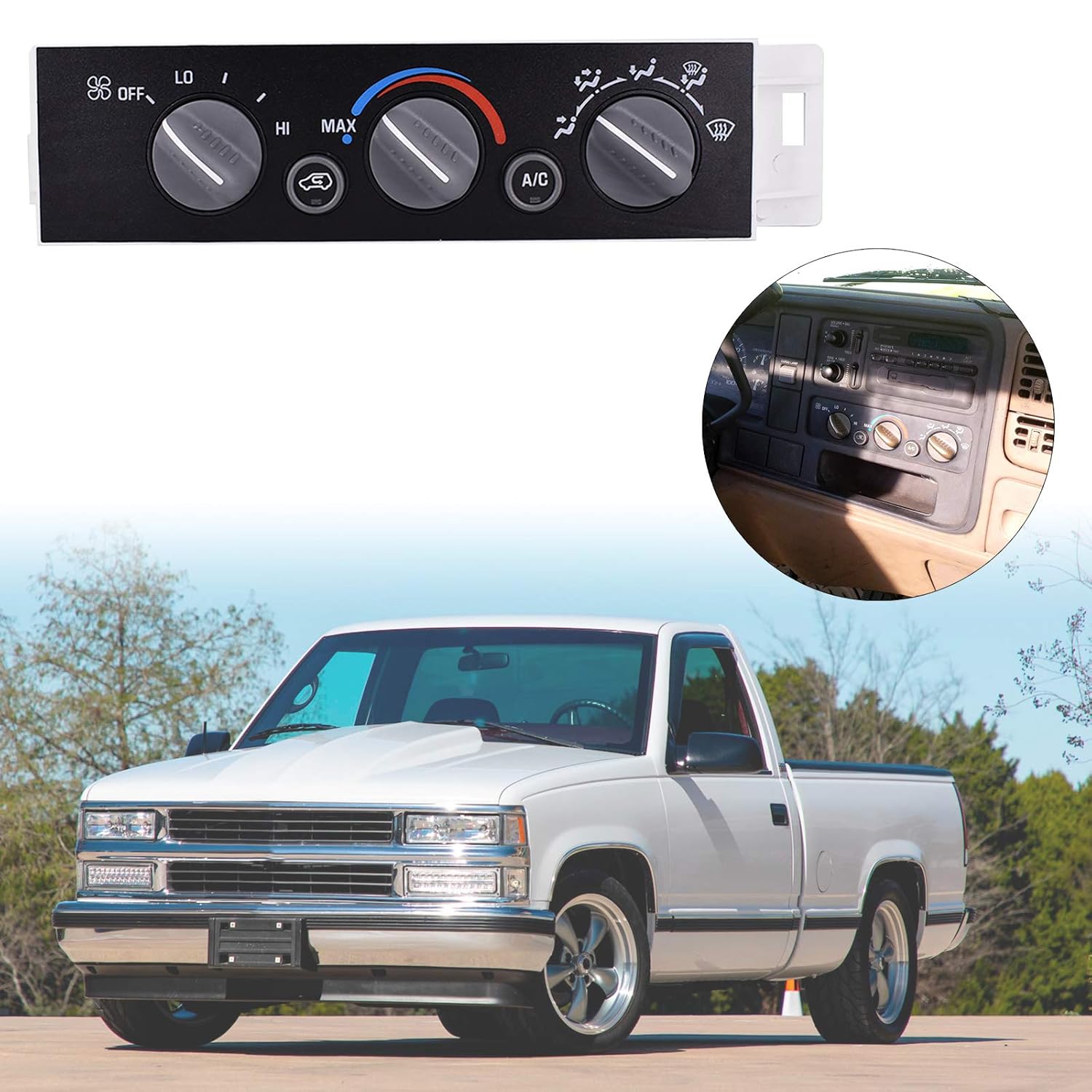 Heater A/C Control Switch Panel Module Without Rear Window Defogger for 1996-2002 Chevy GMC Pickup Truck Pack of 2 N870681