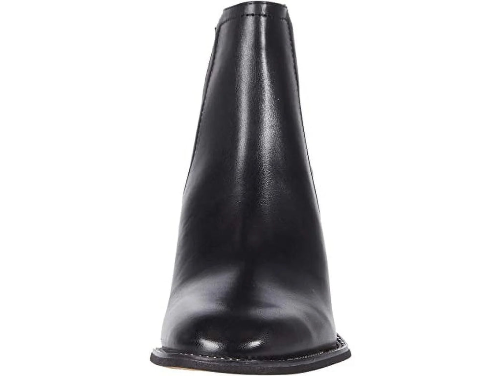 Black Leather Block Heel Almond Toe Chelsea Boots C571371
