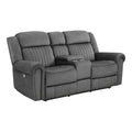 Charcoal Microfiber Power Double Reclining Loveseat C15637