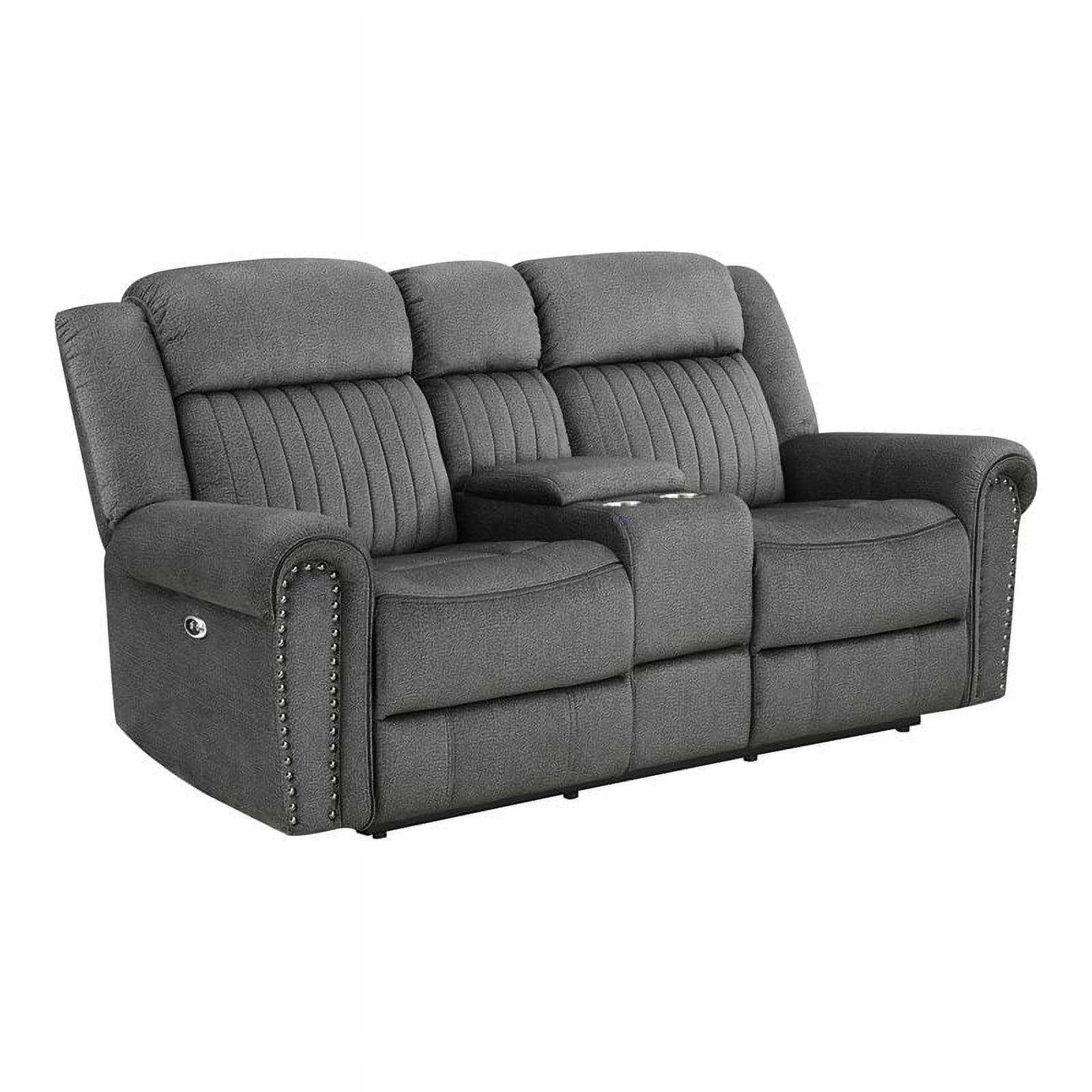 Charcoal Microfiber Power Double Reclining Loveseat C15637
