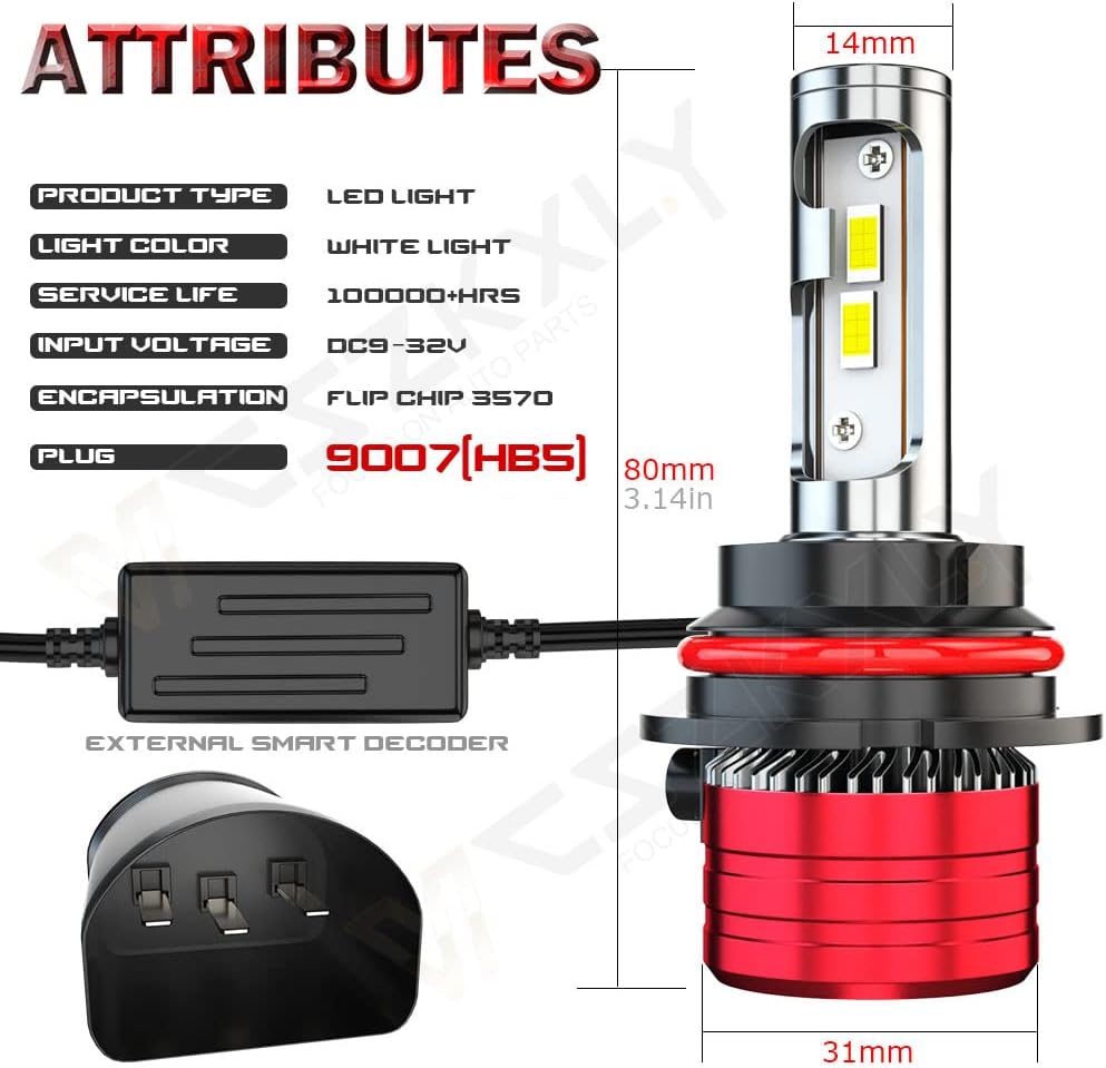 9007 HB5 LED Headlight Bulb Conversion Kit, Dual Beam, 6500K Cool White, 2-Pack V2829
