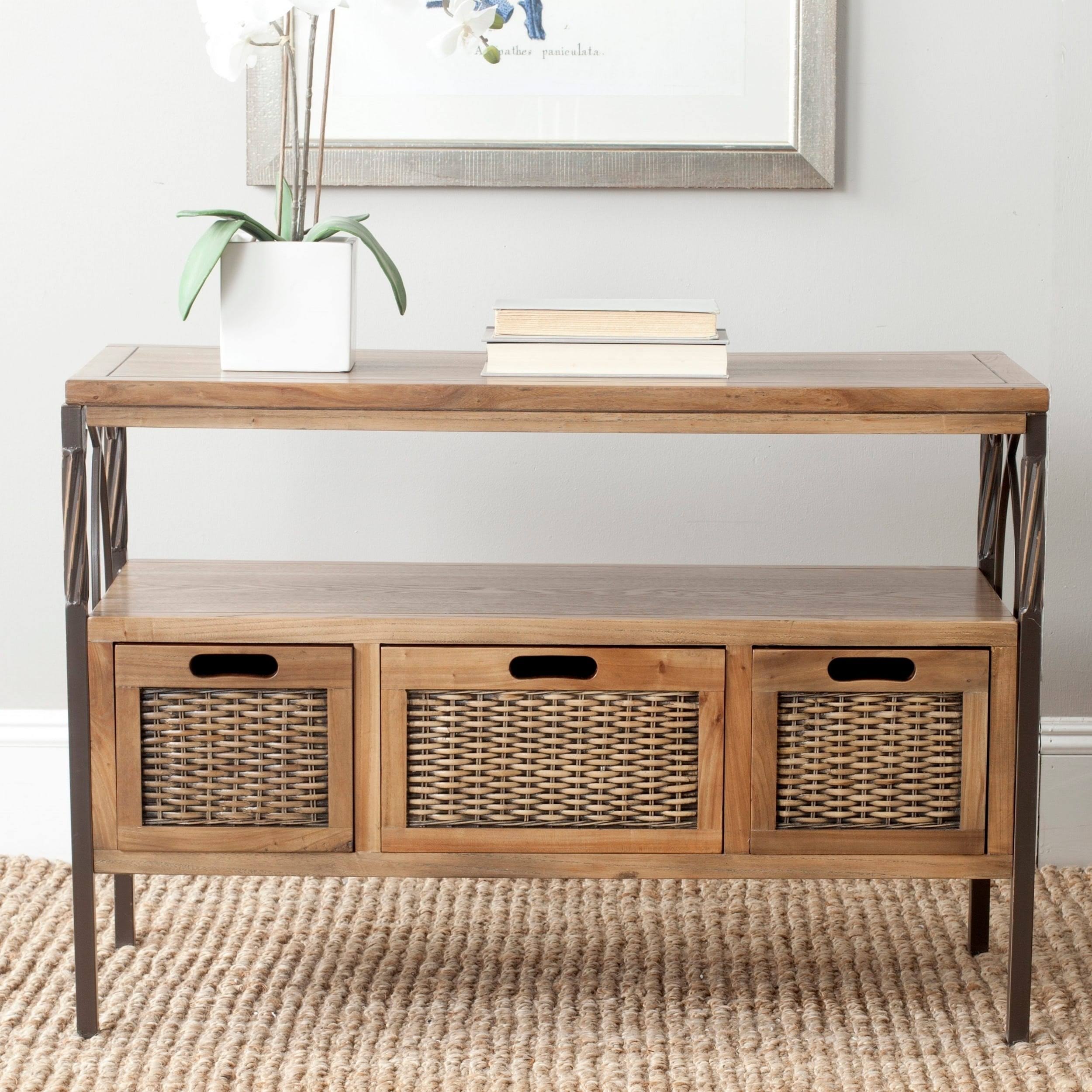 Oak 3 Drawer Console P4855