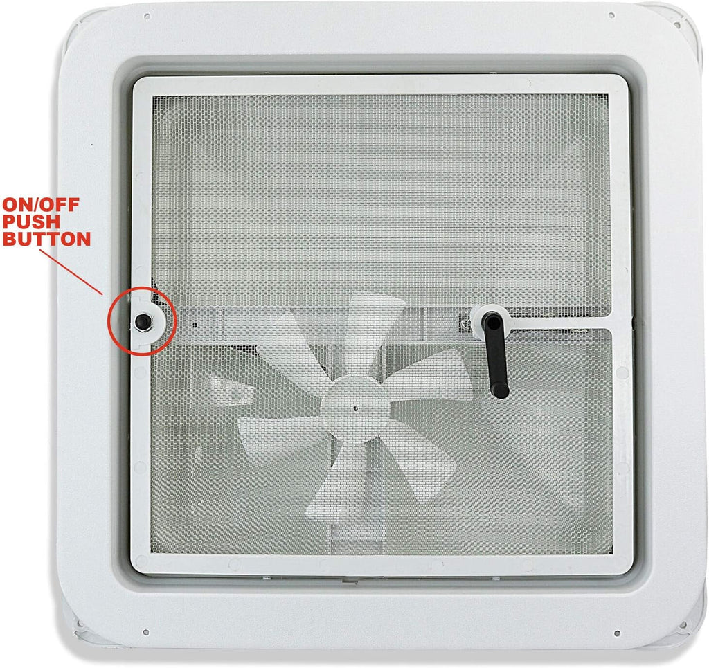 White Lid RV Roof Vent with 12V Vent Fan S5916