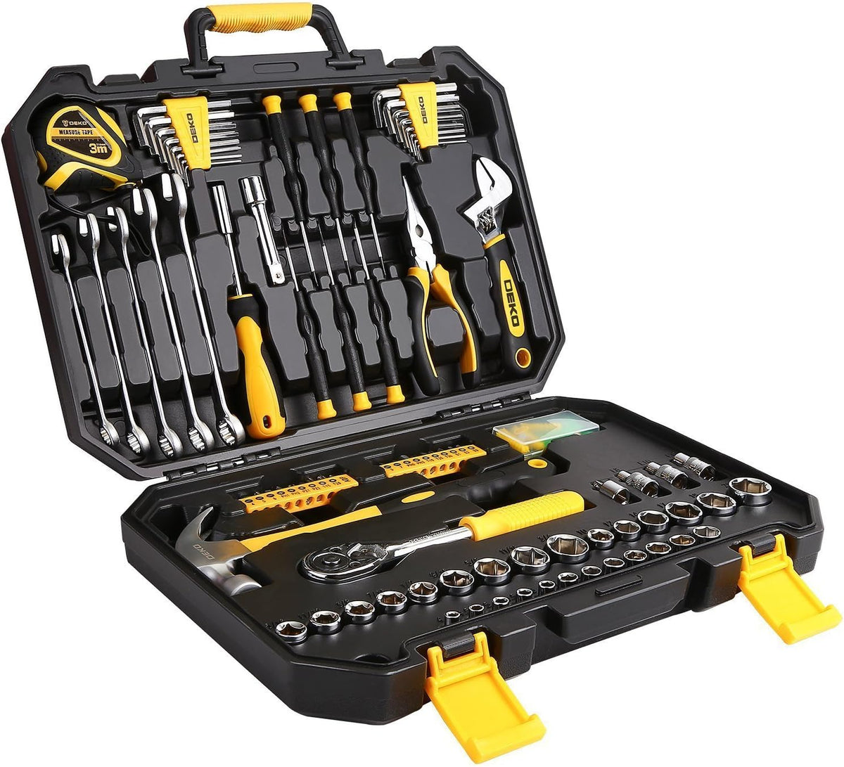 128 Piece Mechanics Hand Tool Set with Plastic Toolbox Storage Case M8025