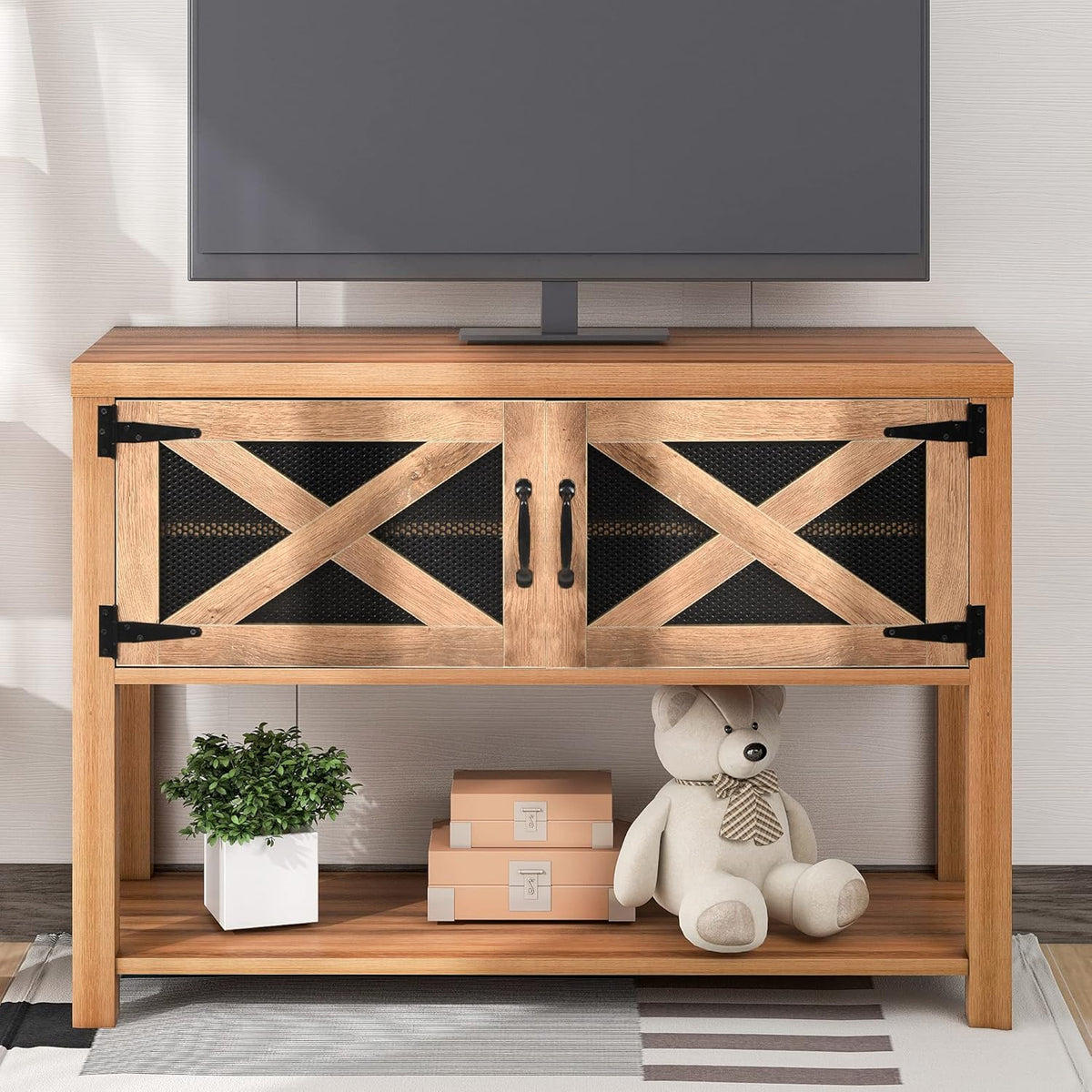 Solid Wood Console Table with 2 Drawers and 1 Cabinet Q483856