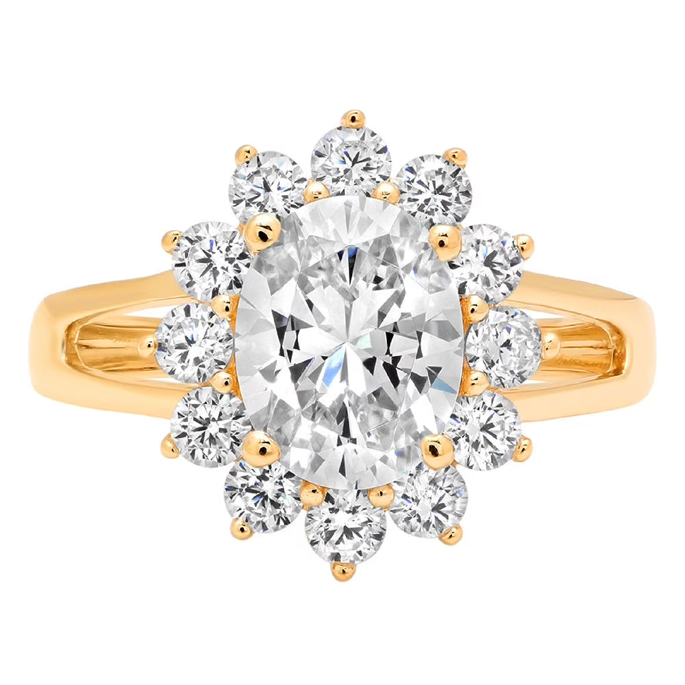 14K Yellow Gold Halo Engagement Ring with Diamond V8623
