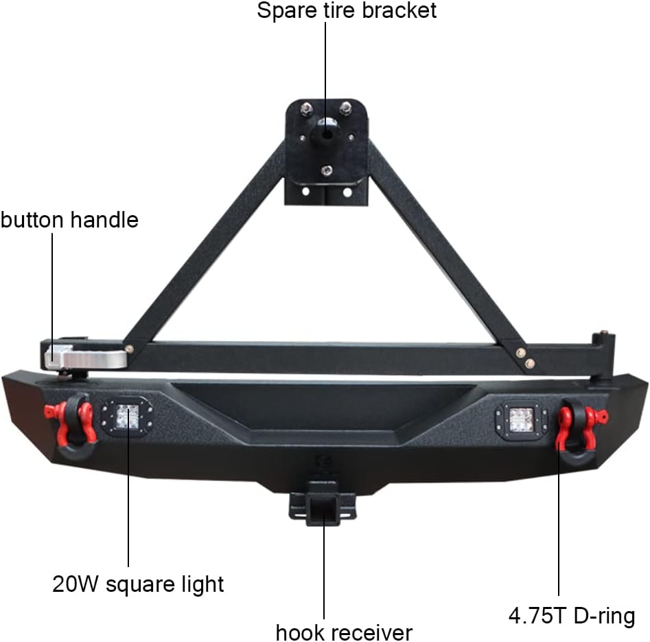 Front and Rear Bumper with LED Lights and Tire Carrier W713836