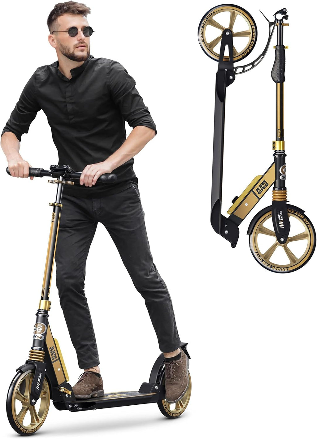 Scooter with Anti-Shock Suspension, 4 Adjustment Levels Handlebar Up to 41 Inches High C2848