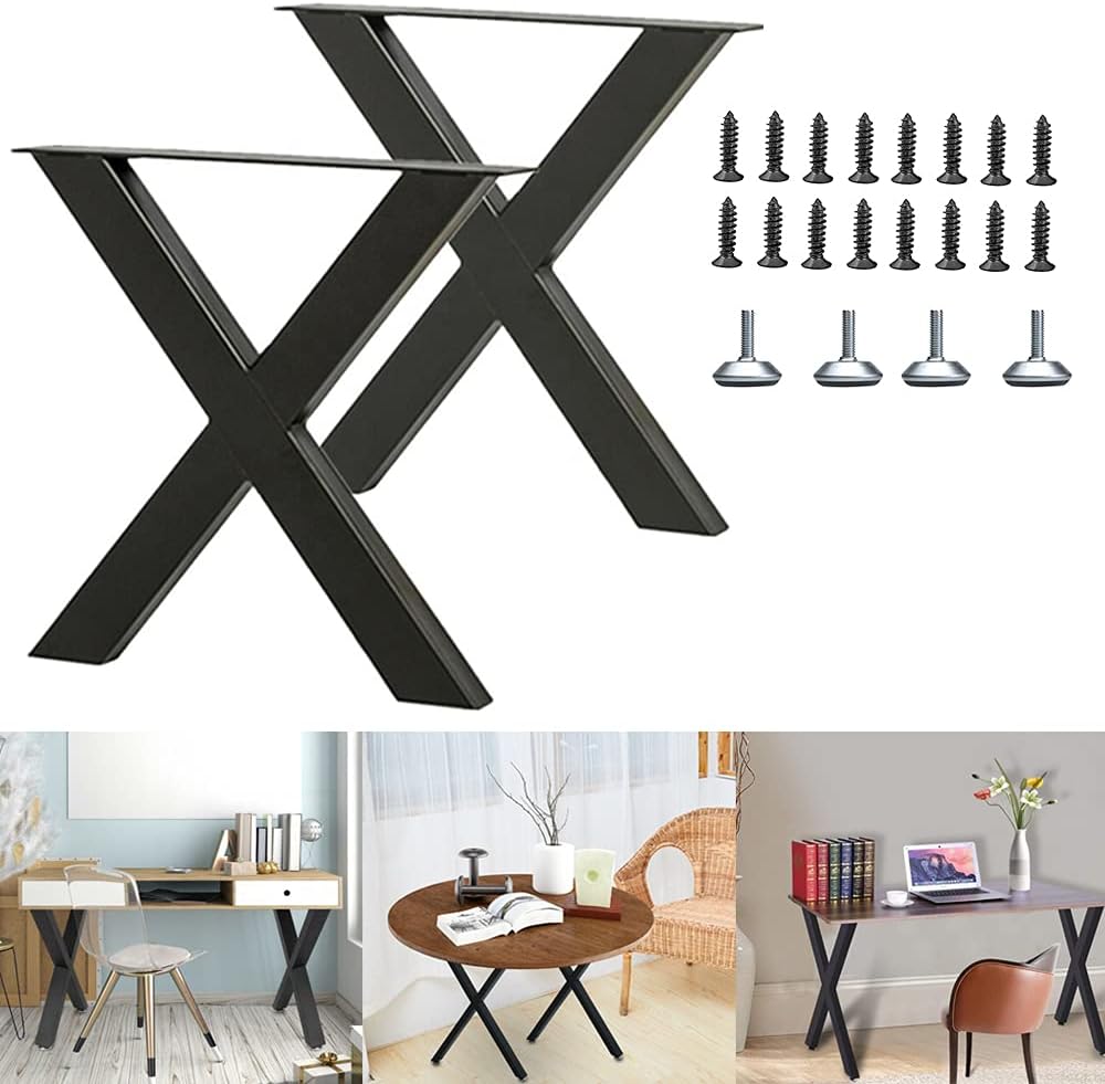 2 Pcs Cast Iron Square Tube Desk Legs 28” Height 20” Wide U992536