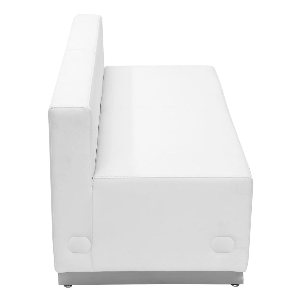 White LeatherSoft Loveseat with Stainless Steel Base I35803