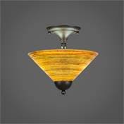 Two Light Semi-Flush Mount Bronze Finish with Saturn Glass K530465