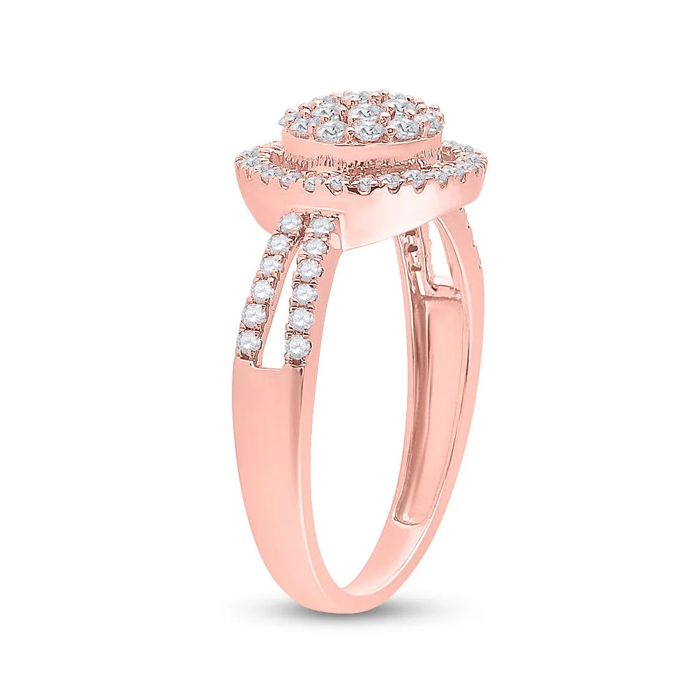 10kt Rose Gold Diamond Circle Cluster Ring 1/2 Cttw Size 7.5 E146