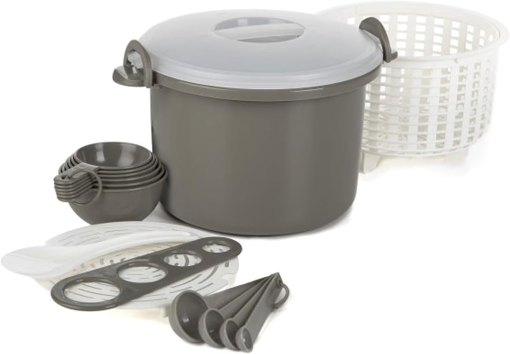 17 Piece Microwaveable Rice And Pasta Cooker With Locking Lid O991