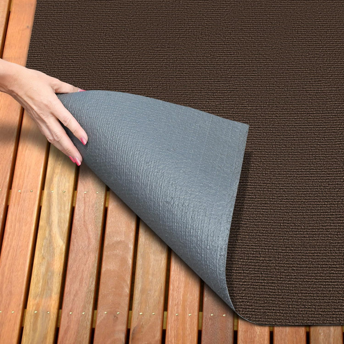 Indoor Outdoor Carpet with Rubber Marine Backing - Dark Brown - 6 Feet x 15 Feet Y3560