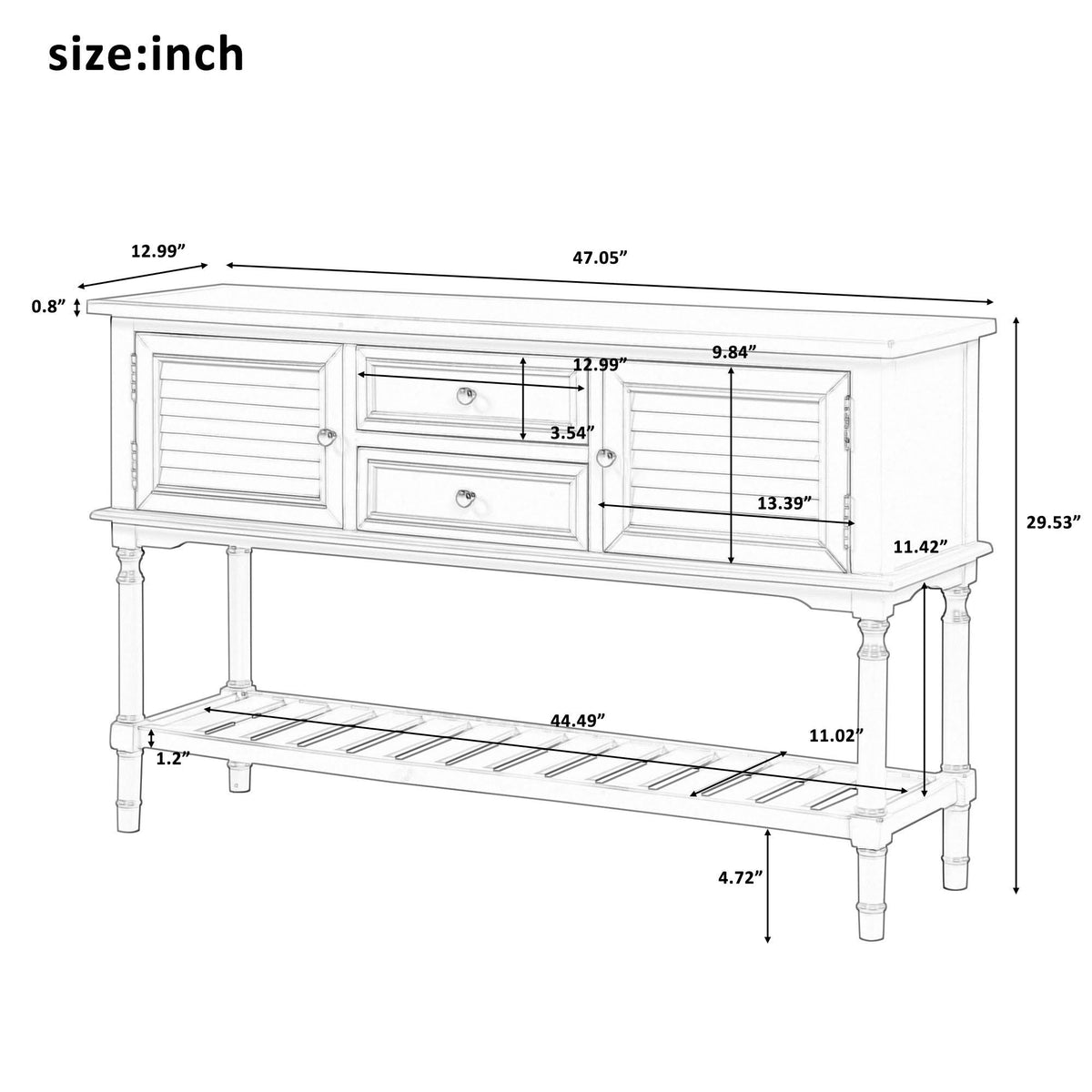 Black 47'' Sofa Table Console Table N496