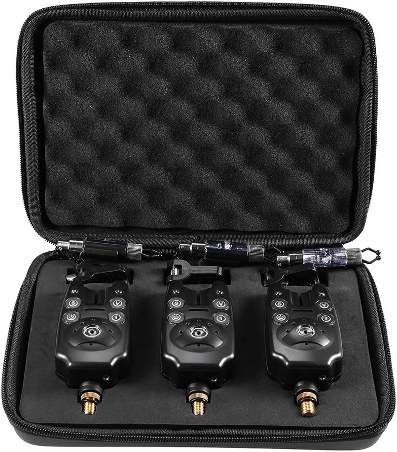 LED Fishing Bite Alarms Pack of 2 with Fishing Tackle Case M568