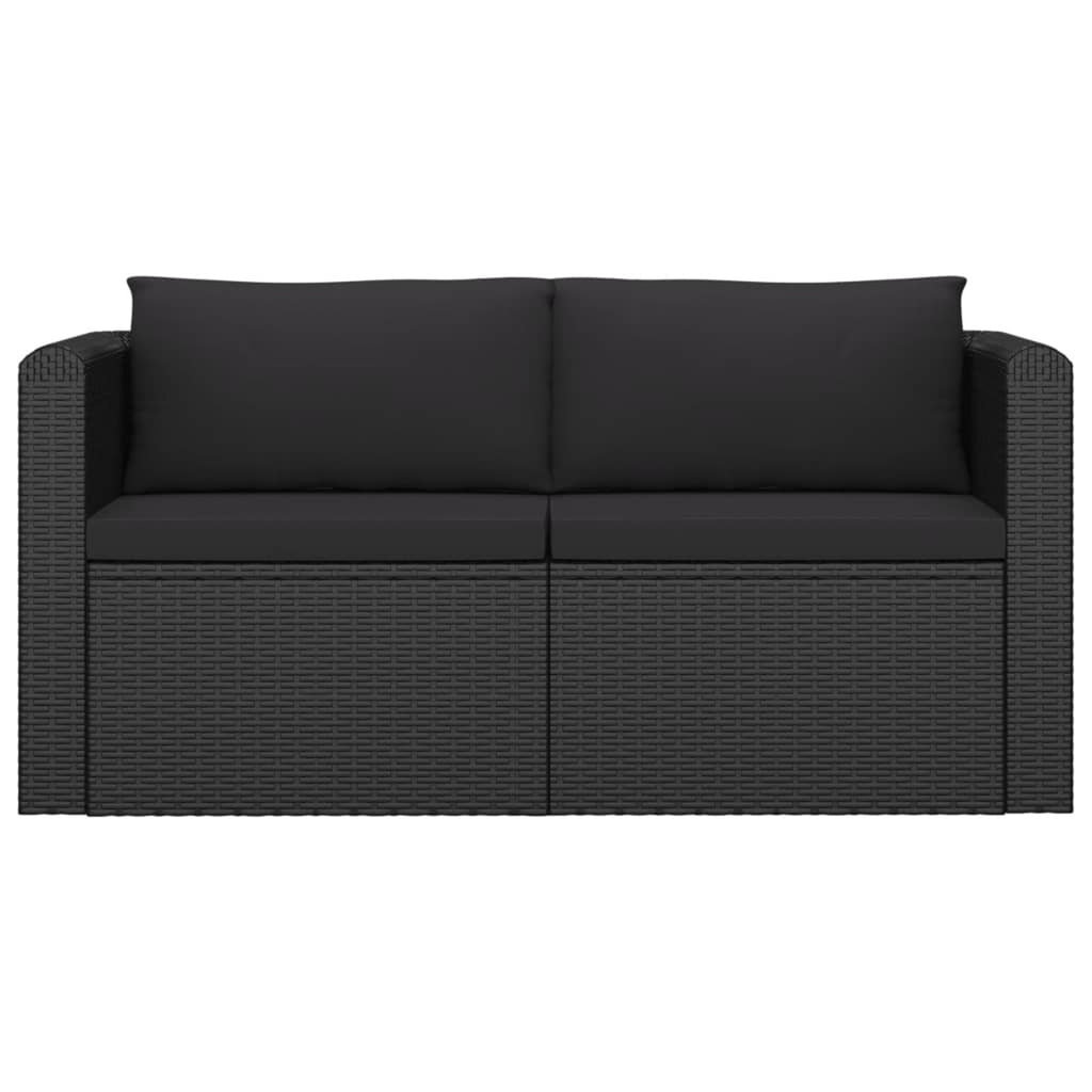 2 Piece Patio Sofa Set with Cushions Poly Rattan Black B75709