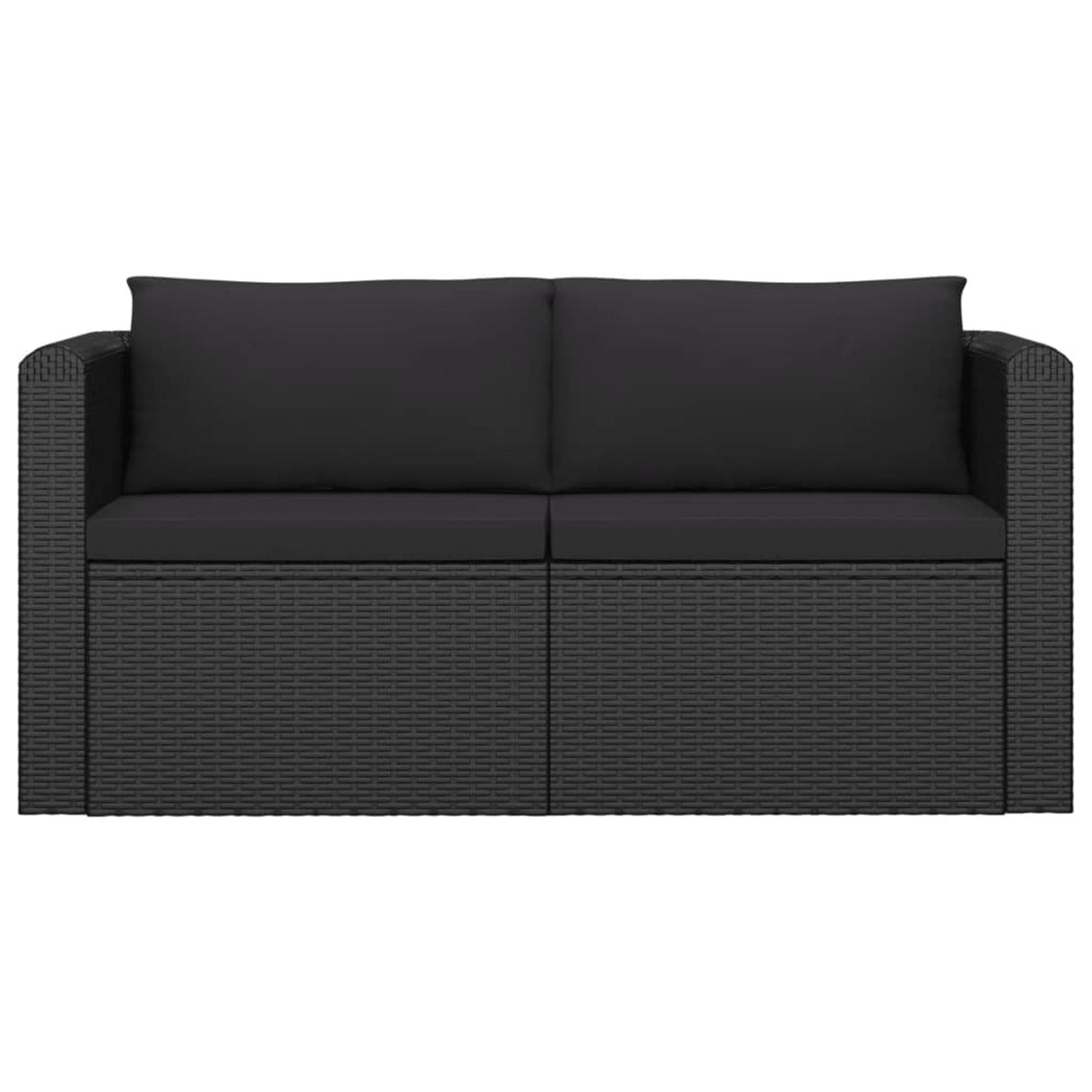 2 Piece Patio Sofa Set with Cushions Poly Rattan Black B75709