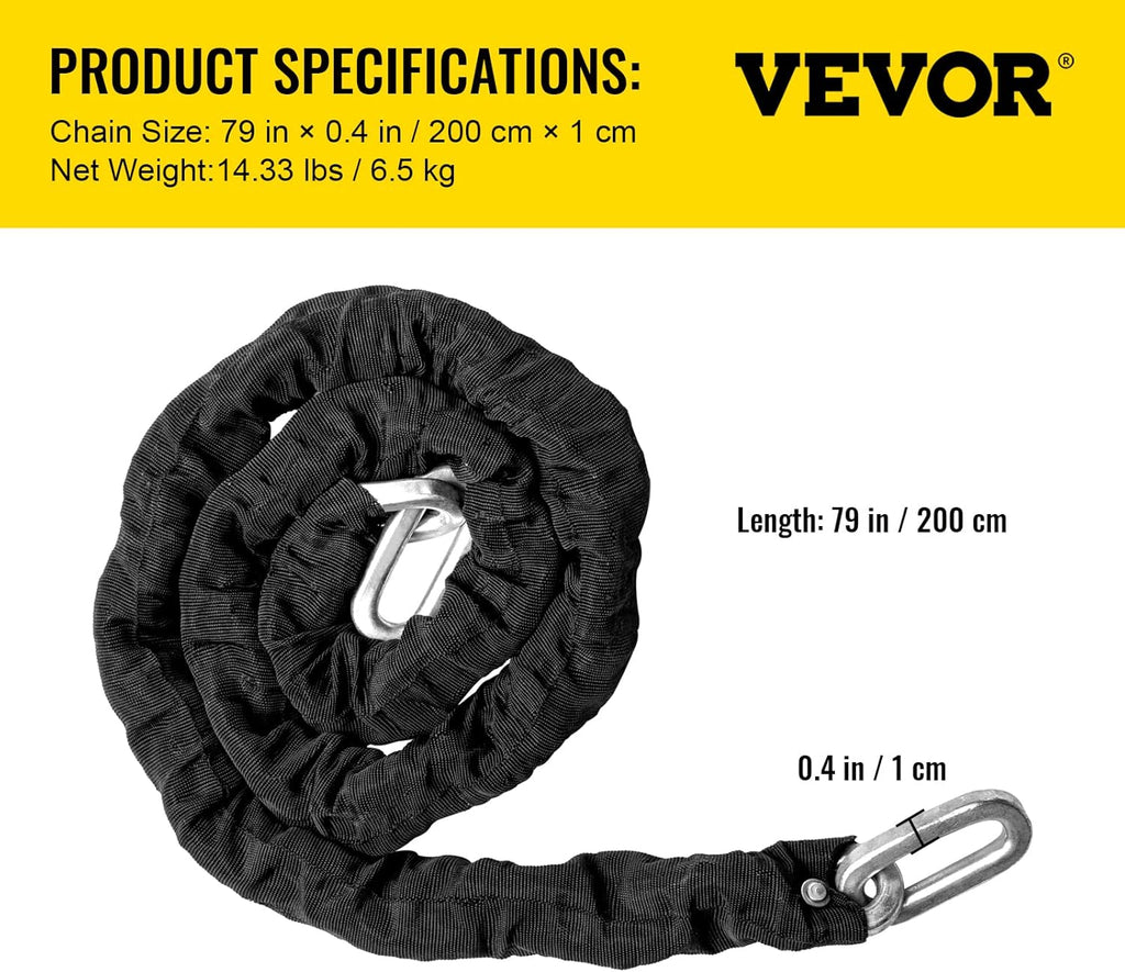 Heavy Duty Case-Hardened Security Chain and Lock Kit with 3 Keys Z681