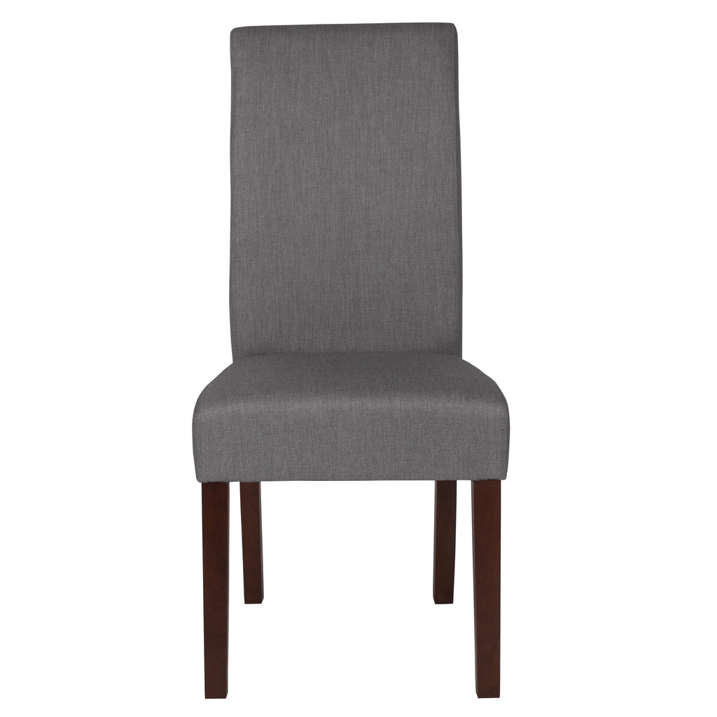 Light Gray Fabric Parsons Chair with Mahogany Legs R7760
