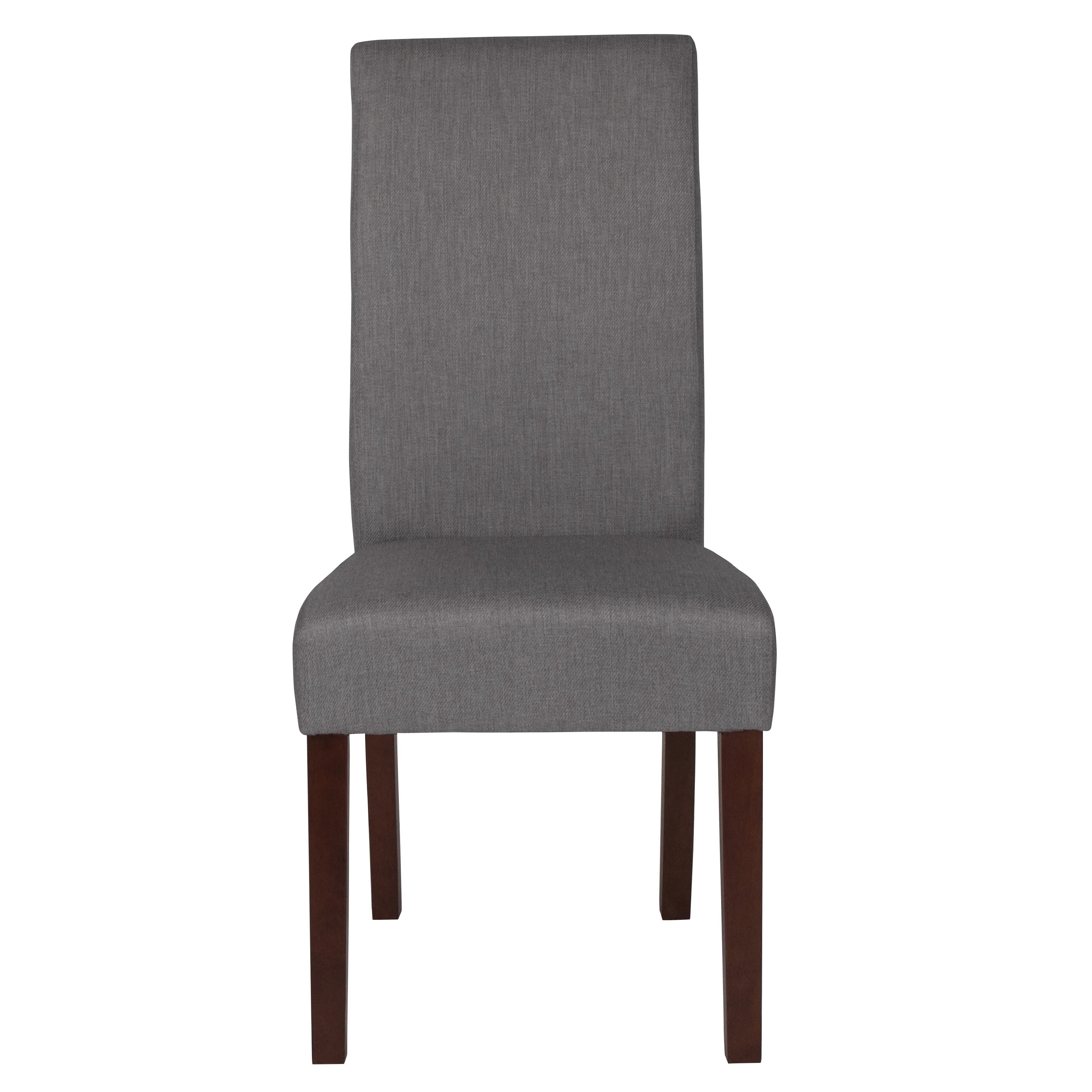 Light Gray Fabric Parsons Chair with Mahogany Legs R7760