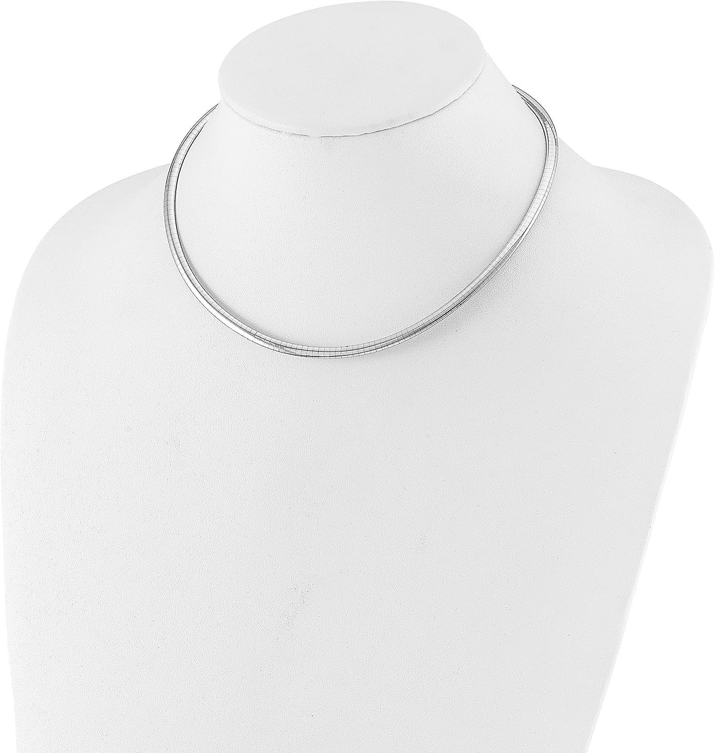 14K White Gold Domed Omega Necklace 18" Chain T7862