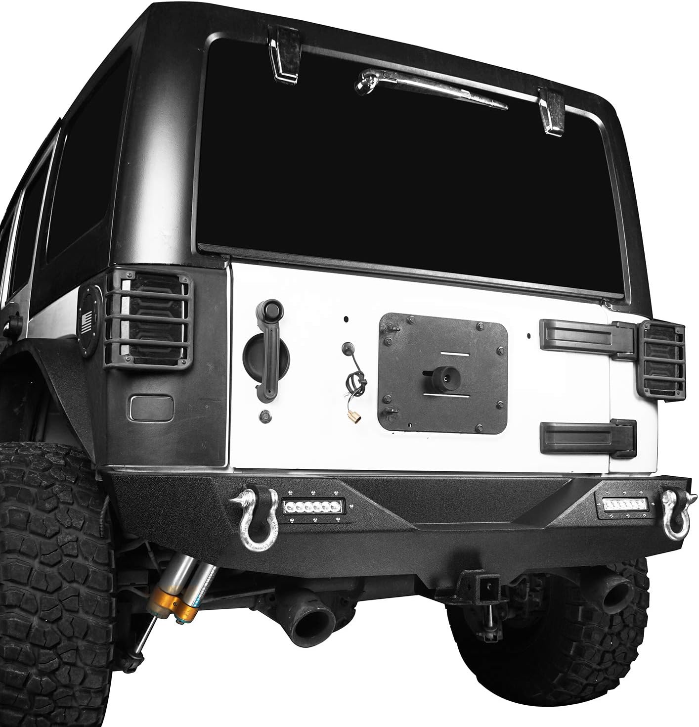 Front & Rear Bumper Kit with Winch Plate & Hitch Receiver & LED Lights L52399