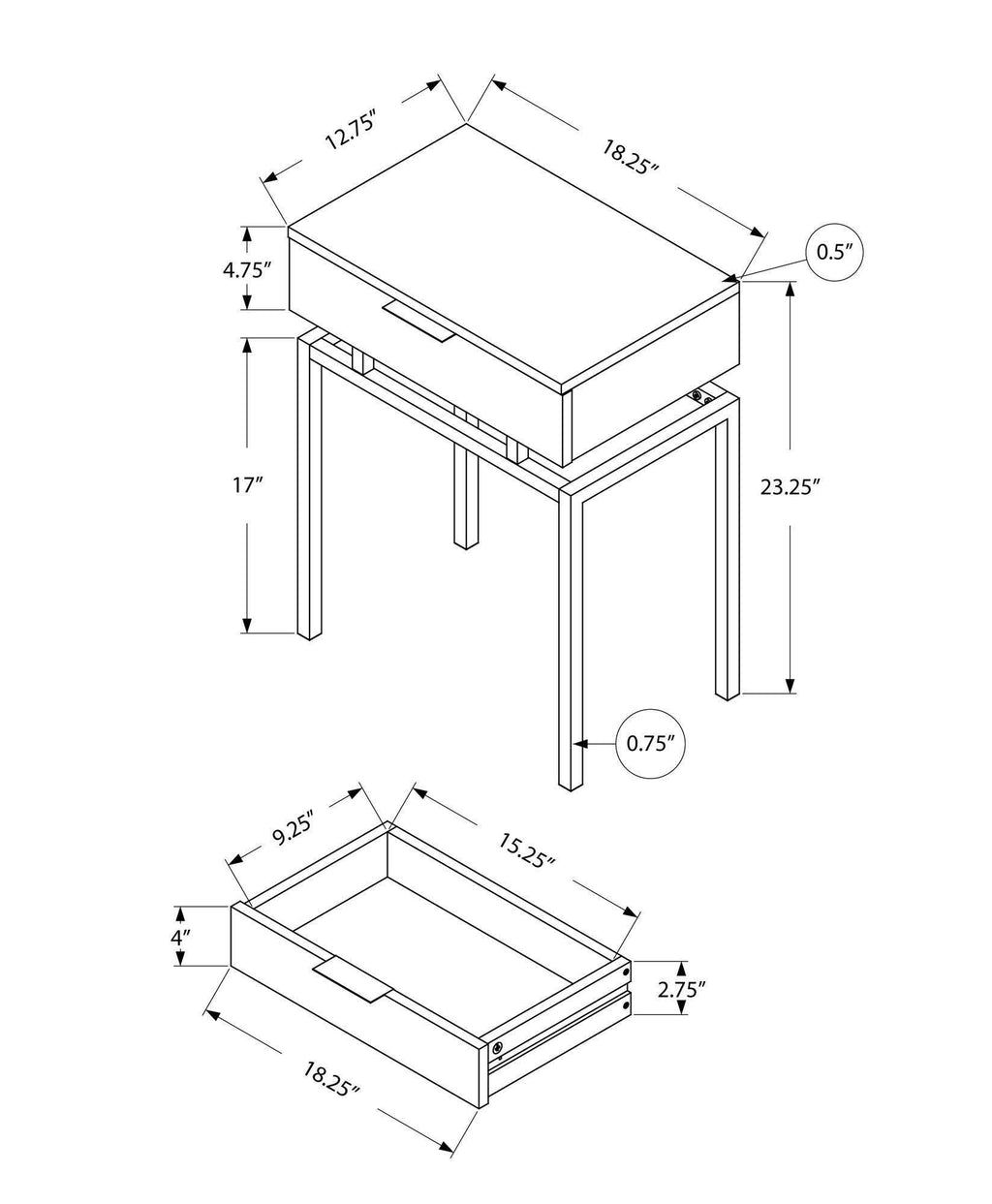 Dark Taupe/Chrome Metal Accent Table R3675