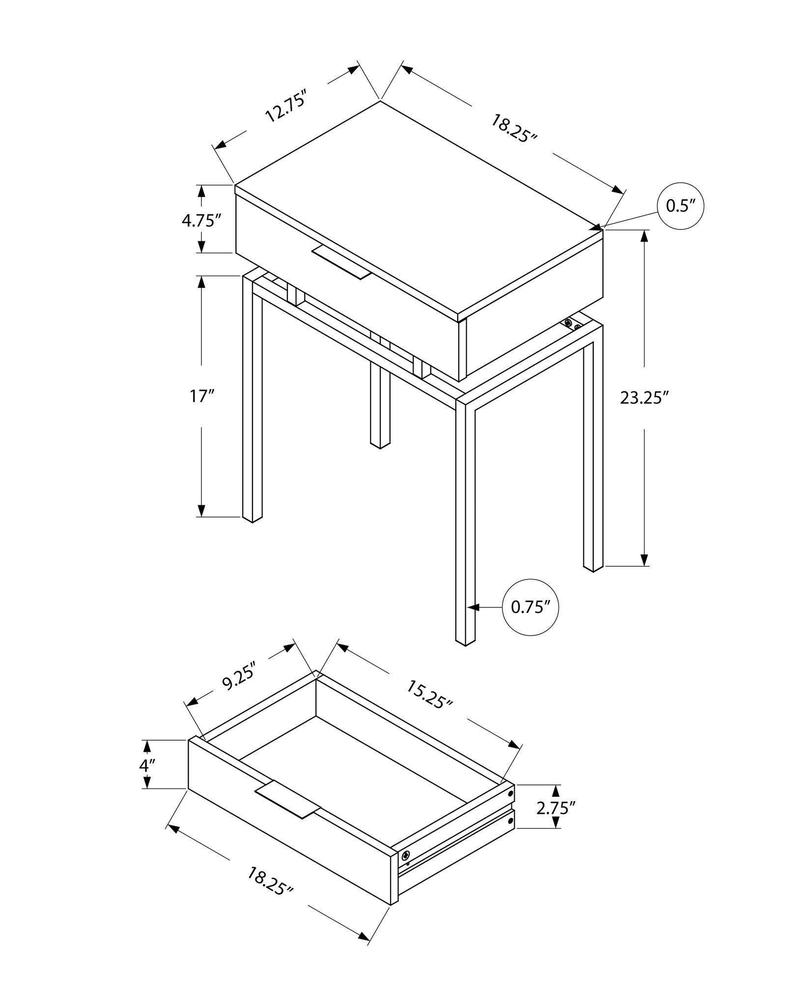 Dark Taupe/Chrome Metal Accent Table R3675