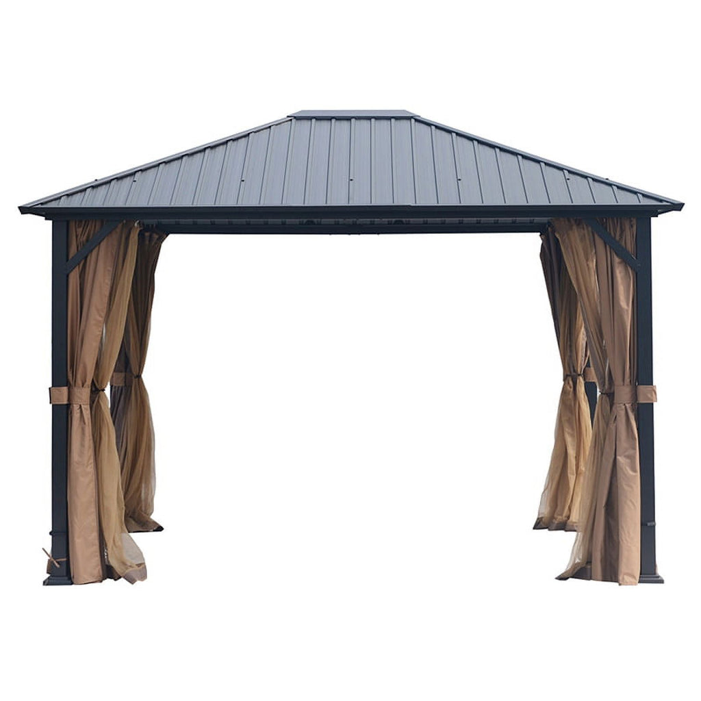 10x12 Hardtop Metal Canopy Gazebo with Netting G997955