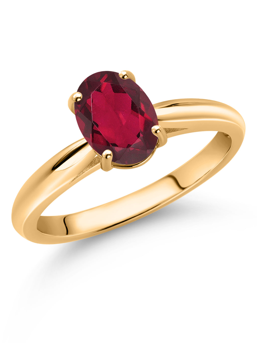 10K Yellow Gold Ruby Red Mystic Topaz Solitaire Engagement Ring (1.30 Cttw, Oval 8X6MM) N607901