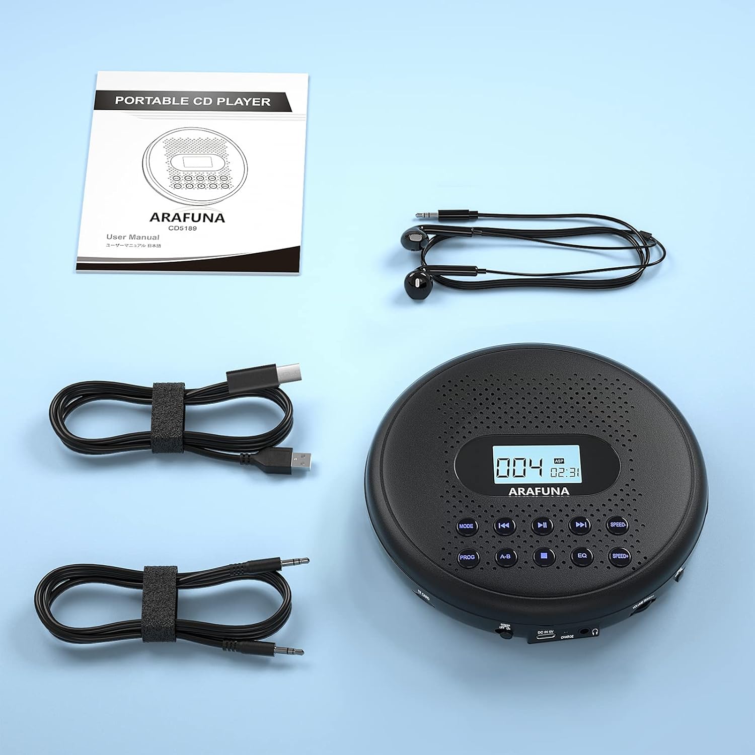 Portable CD Player with Dual Stereo Speakers and Anti-Skip Protection J612808