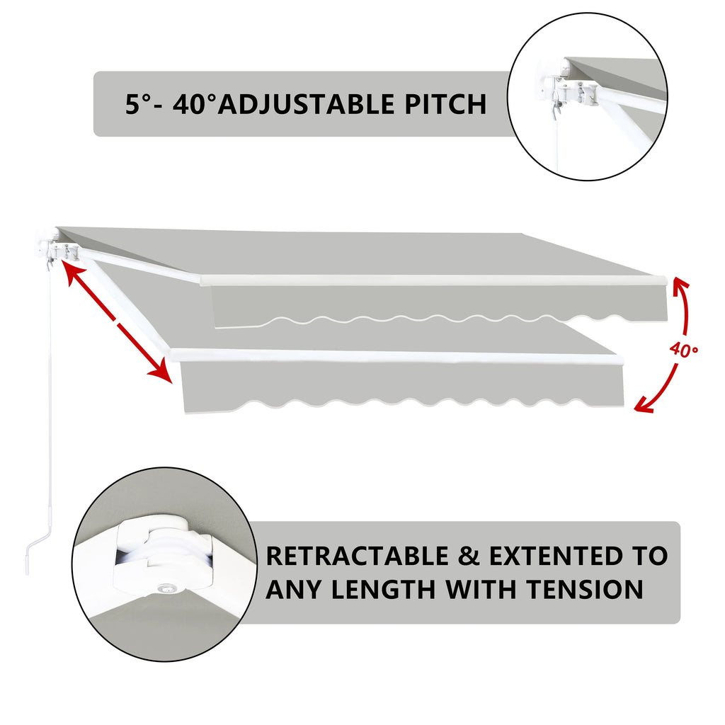 Gray Retractable Patio Awning N36358