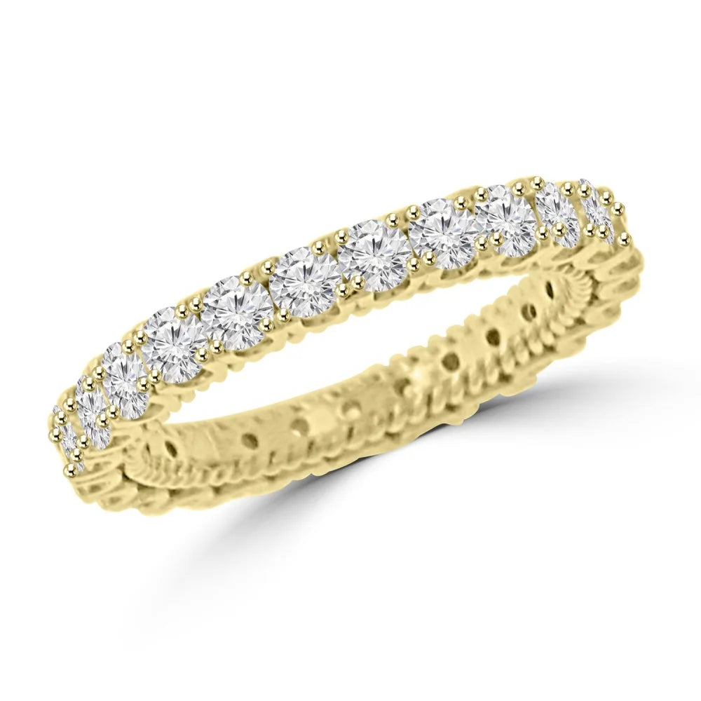 2.05 ct Round Cut Diamond Eternity Wedding Band Ring Yellow Gold T298