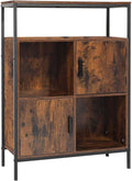 Rustic Brown Storage Cabinet with 2 Doors and Open Shelves N4297