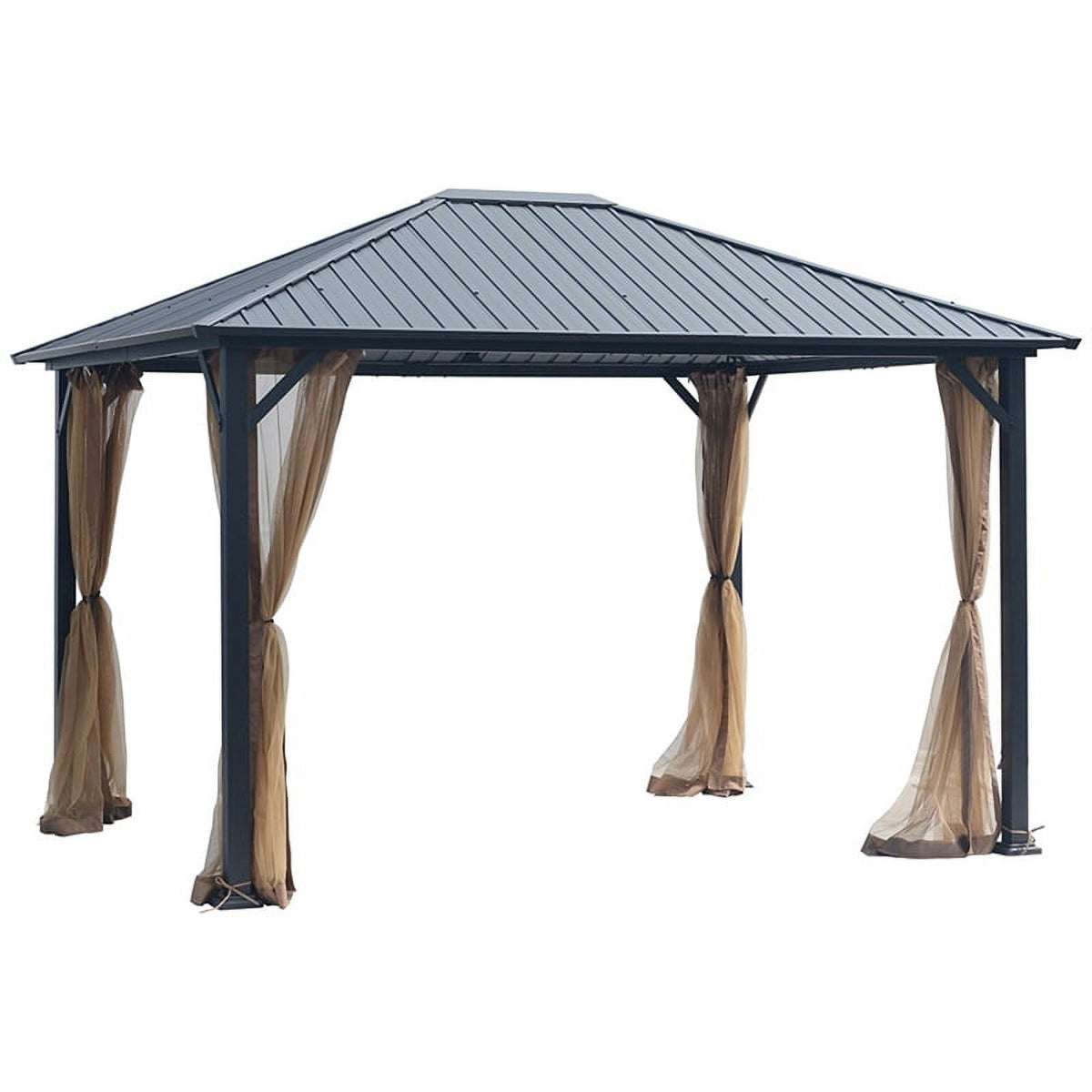 10x12 Hardtop Metal Canopy Gazebo with Netting G997955