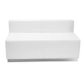 White LeatherSoft Loveseat with Stainless Steel Base I35803
