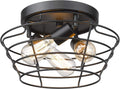 Vintage Black Metal Cage Ceiling Light Fixture O37570