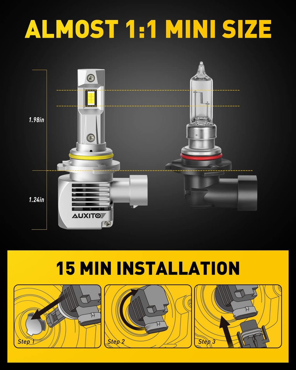 9005 HB3 LED Headlight Bulbs 6000K White, Pack of 2 U186