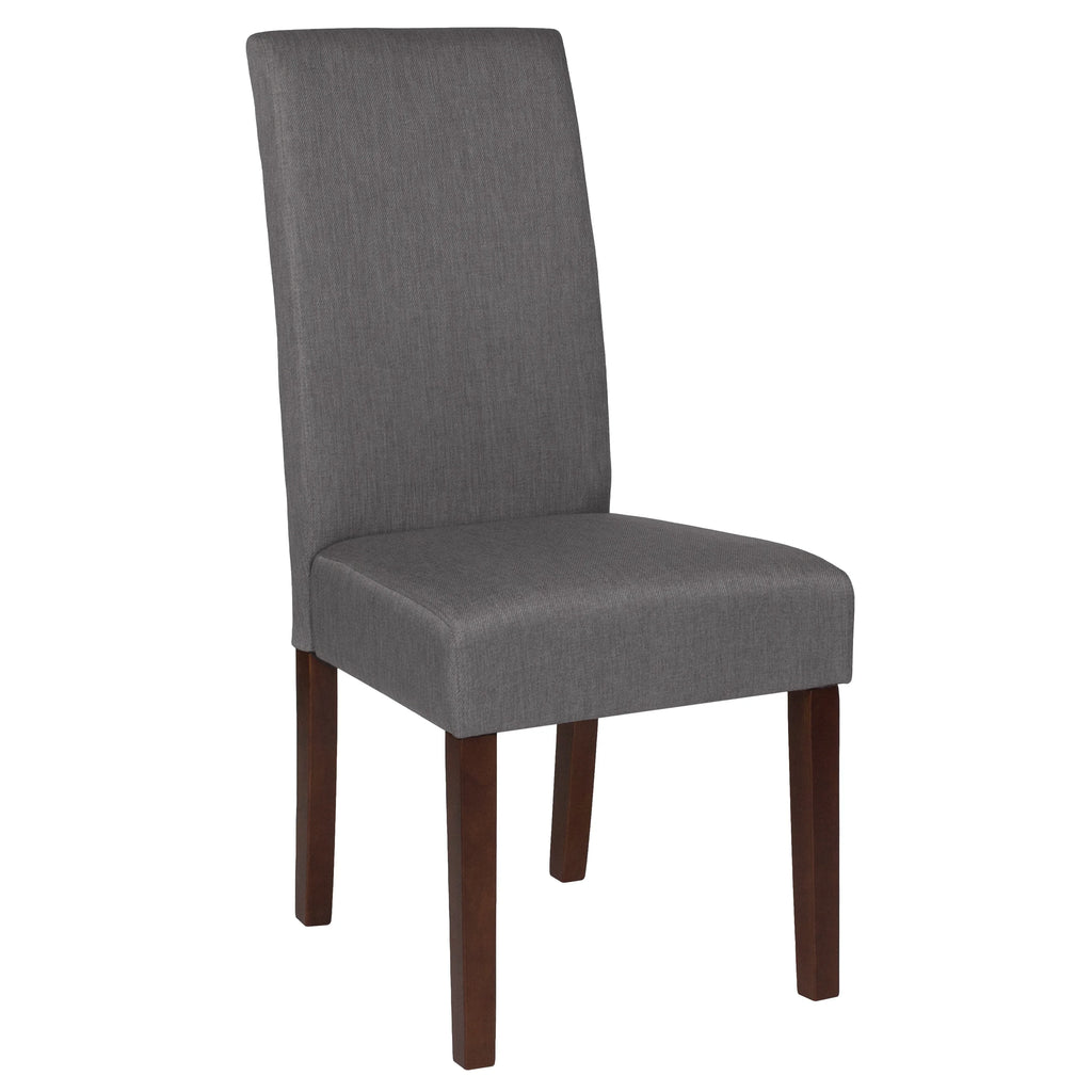 Light Gray Fabric Parsons Chair with Mahogany Legs R7760
