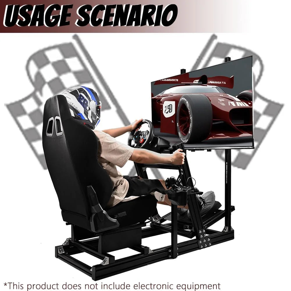 Racing Sim Cockpit with Monitor Stand Seat R966307