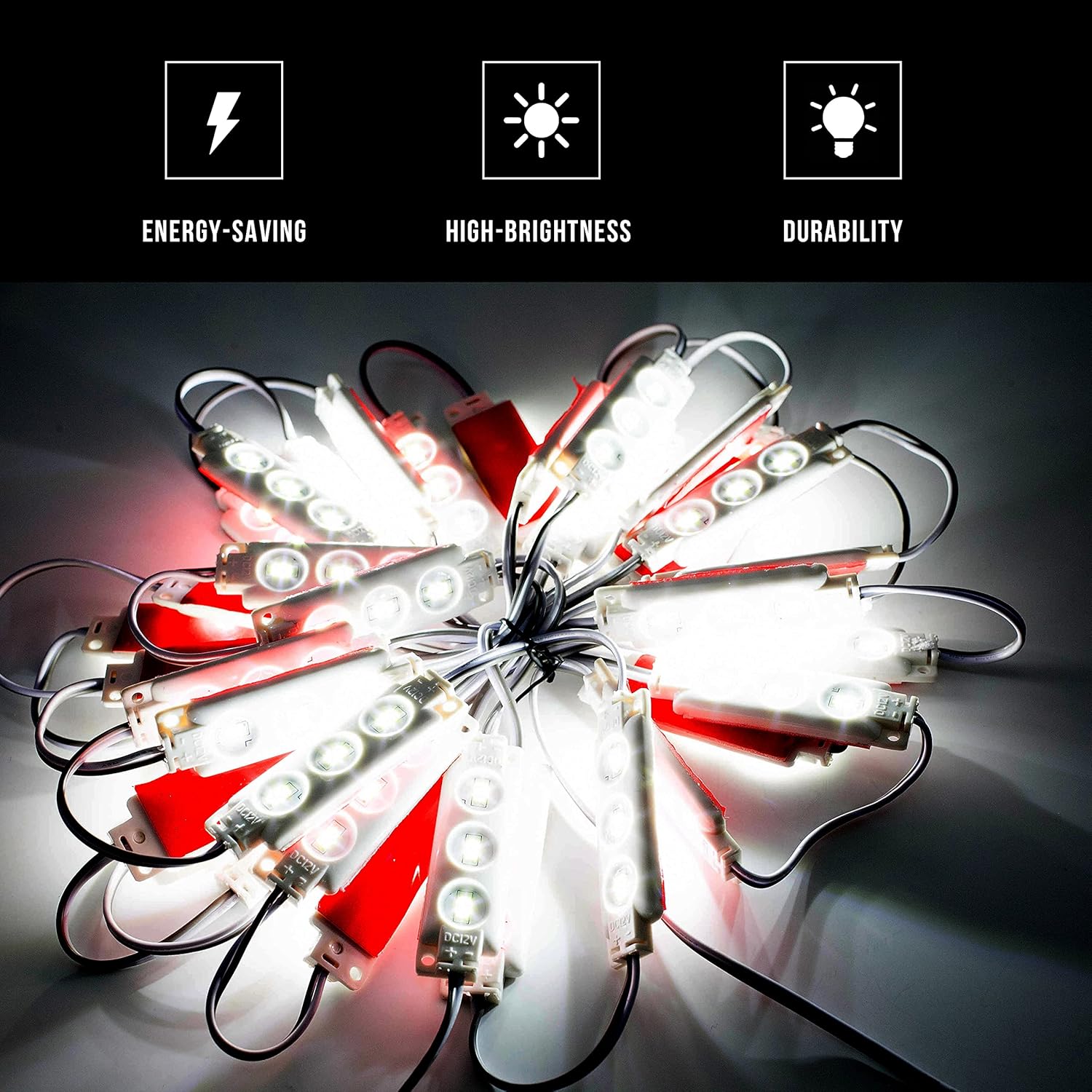60ft Super Bright Pure White LED Module with UL 12v AC Power Supply K64810