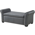 Grey PU Leather Storage Ottoman Bench F82449