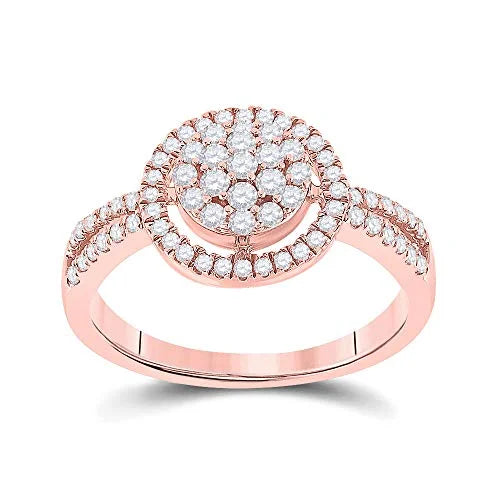10kt Rose Gold Diamond Circle Cluster Ring 1/2 Cttw Size 7.5 E146